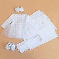Повний набір для хрещення дівчинки Срібна хмаринка, Хрестильне плаття для новонародженої з крижмою, 18 56