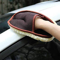 Мочалка рукавиця для миття та полірування авто, вікон, меблів Waxing Polish Glove Brown