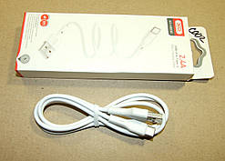C002 USB-кабель XO NB230 Rock Type-C 2.4 A USB — Type-C, White, довжина 1 м, 2,4 А, BOX для швидкого заряджання