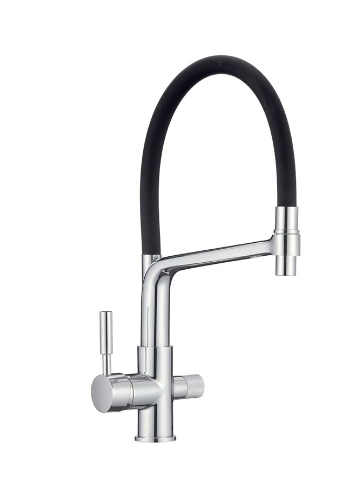 Кухонний змішувач із сірим силіконовим виливом Mx Premium BAROLO 021 Refleсtor Black (з вих.для питної води)