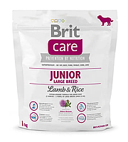 Сухой корм для щенков и молодых собак крупных пород Брит Brit Care Junior Large Breed Lamb&Rice, 1 кг