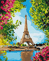 Картина по номерам BrushMe Цветочный вид на Эйфелеву башню 40х50см BS52706 SB, код: 8263563