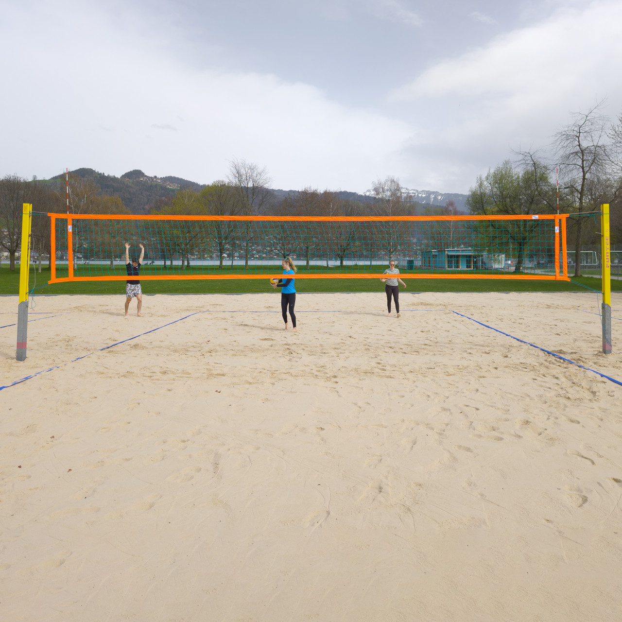 Сітка для пляжного волейболу БЕЗВУЗЛОВА «ЄВРО ЕЛІТ» волейбольна сітка пляжна зелено-помаранчева