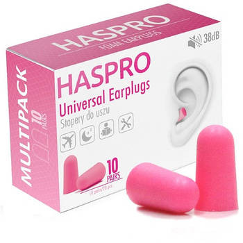 Беруші пінні для сну, відпочинку Haspro Multipack 10 пар 38дБ, Рожевий