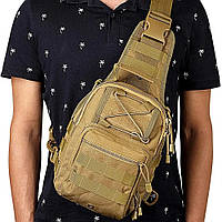 Тактическая сумка - слинг 8л через плечо мужская цвет койот