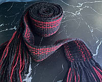 Пояс тканий чорний крайка на замовлення чорно-червоний ручна робота