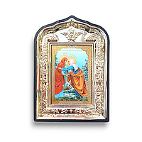 Икона Целование святой Елисаветы, лик 6х9, в пластиковой черной рамке