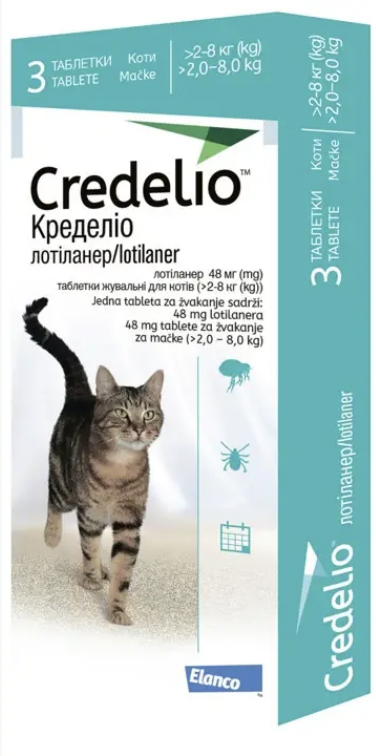 Кределіо жувальна таблетка від бліх і кліщів для котів 2-8 кг (1 таб)