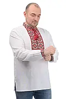 Мужская вышиванка сорочка лен белая