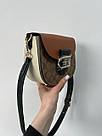 Жіноча сумка Коуч коричнева Coach Brown Morgan Saddle Bag In Colorblock Signature, фото 9