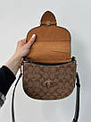 Жіноча сумка Коуч коричнева Coach Brown Morgan Saddle Bag In Colorblock Signature, фото 4