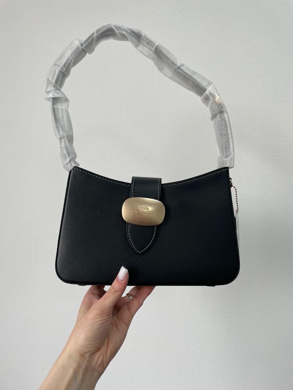 Жіноча сумка Коуч чорна Coach Eliza Shoulder Bag In Black