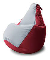 Кресло мешок Груша Coolki комби XXL 90x130 Красный с Серым 12 Оксфорд 600D PS, код: 6719612