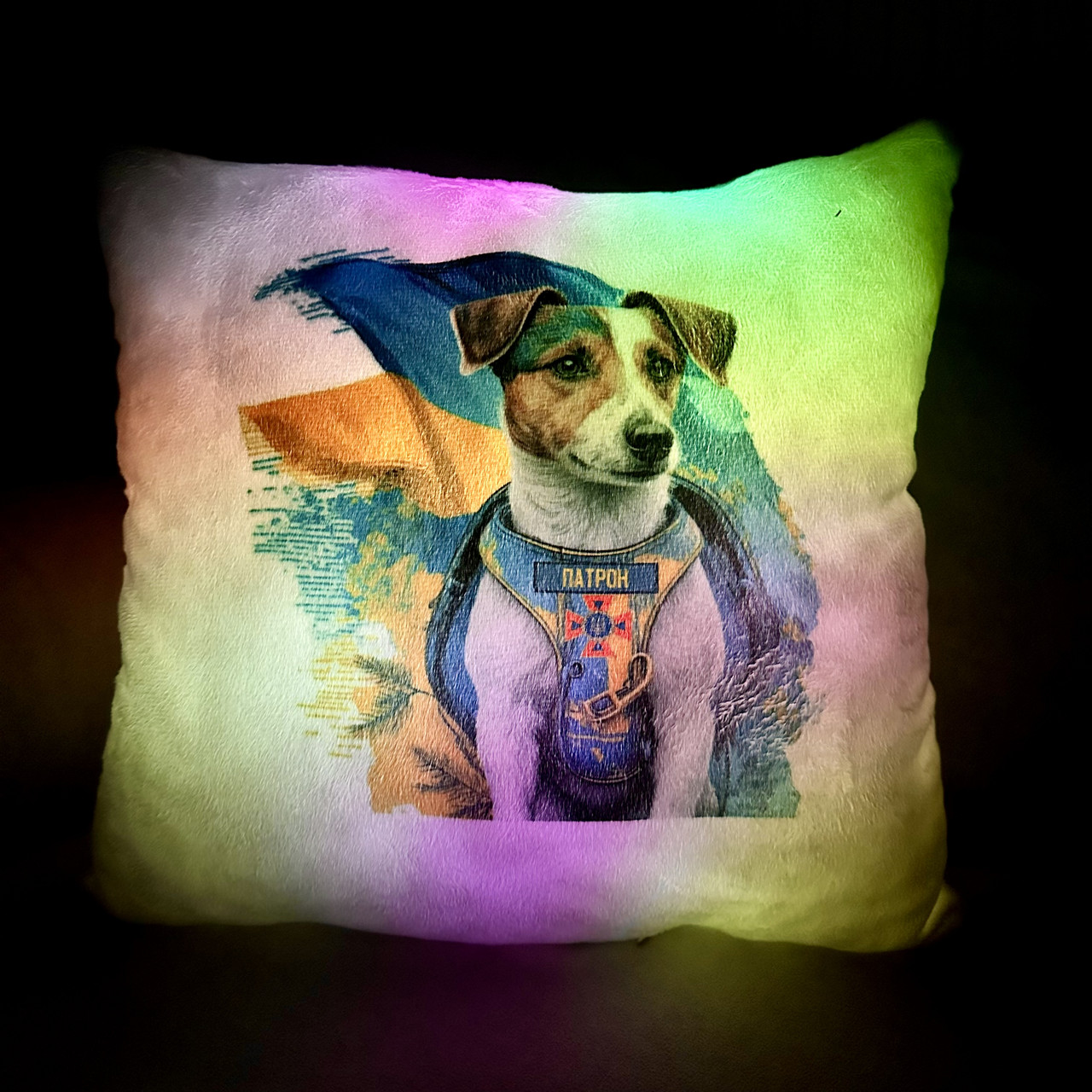 Подушка нічник Пес Патрон — м'яка іграшка, дитячий нічник — Patron the dog