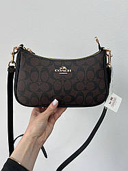 Жіноча сумка Коуч коричнева Coach Brown Teri Shoulder Bag In Signature