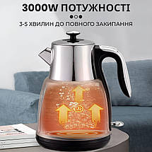 Електрочайник з нержавійки на 1,8 л Sokany SK-SH-1055 безшумний чайник 3000 Вт, фото 6