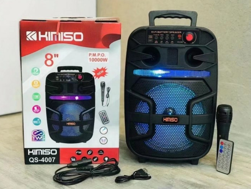 Портативна колонка Kimiso QS-4007 Bluetooth, з мікрофоном для караоке, FM радіо, MP3, пультом