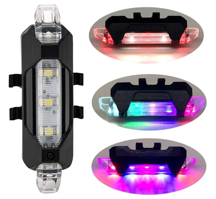 Задній велосипедний ліхтар, Стоп, Мигалка, Вело Габарит (COLORFULL, 15LM, 5 led, USB, до 12год роботи), фото 1