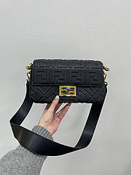 Жіноча сумка Фенди чорна Fendi Baguette Black Leather Bag