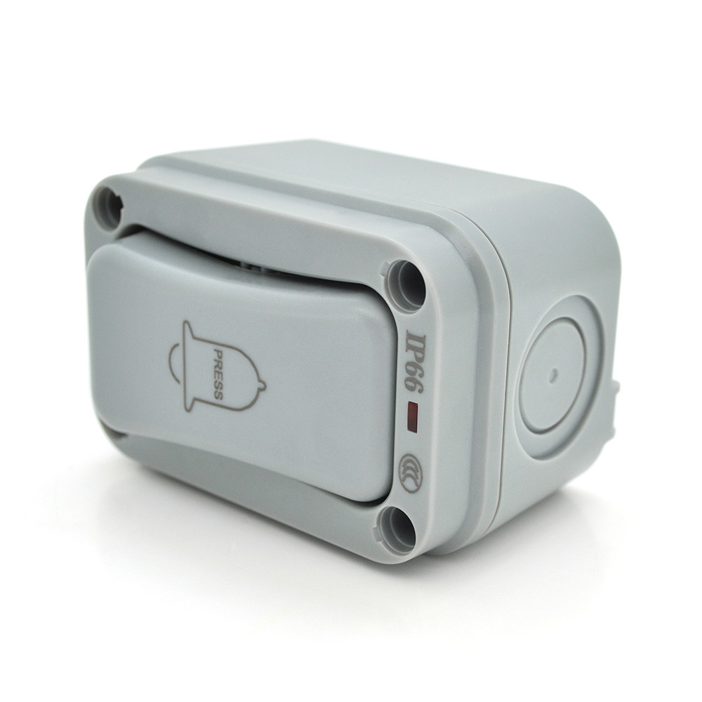 Кнопка одинарна зовнішнього монтажу SL-3, вузька, водонепроникна, IP66, AC:110-250V, 10A, Grey, фото 1