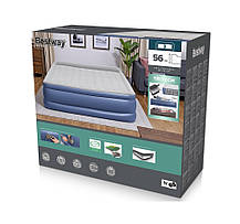 Надувне ліжко Bestway 67692 (193x203x56 см) з вбудованим електронасосом, фото 6