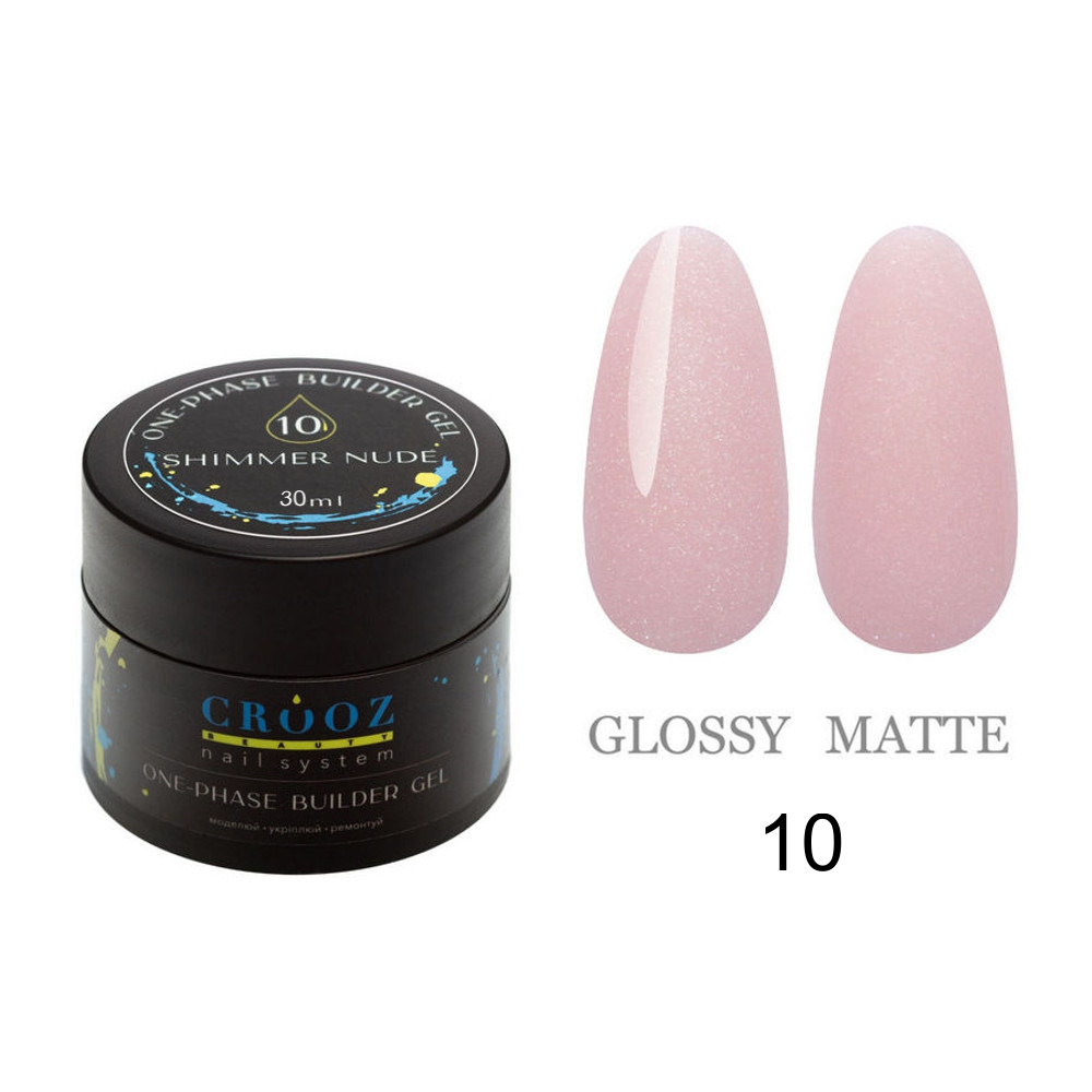 Гель для нарощування Crooz One-Phase Builder Gel №10 Shimmer Nude, 30 мл