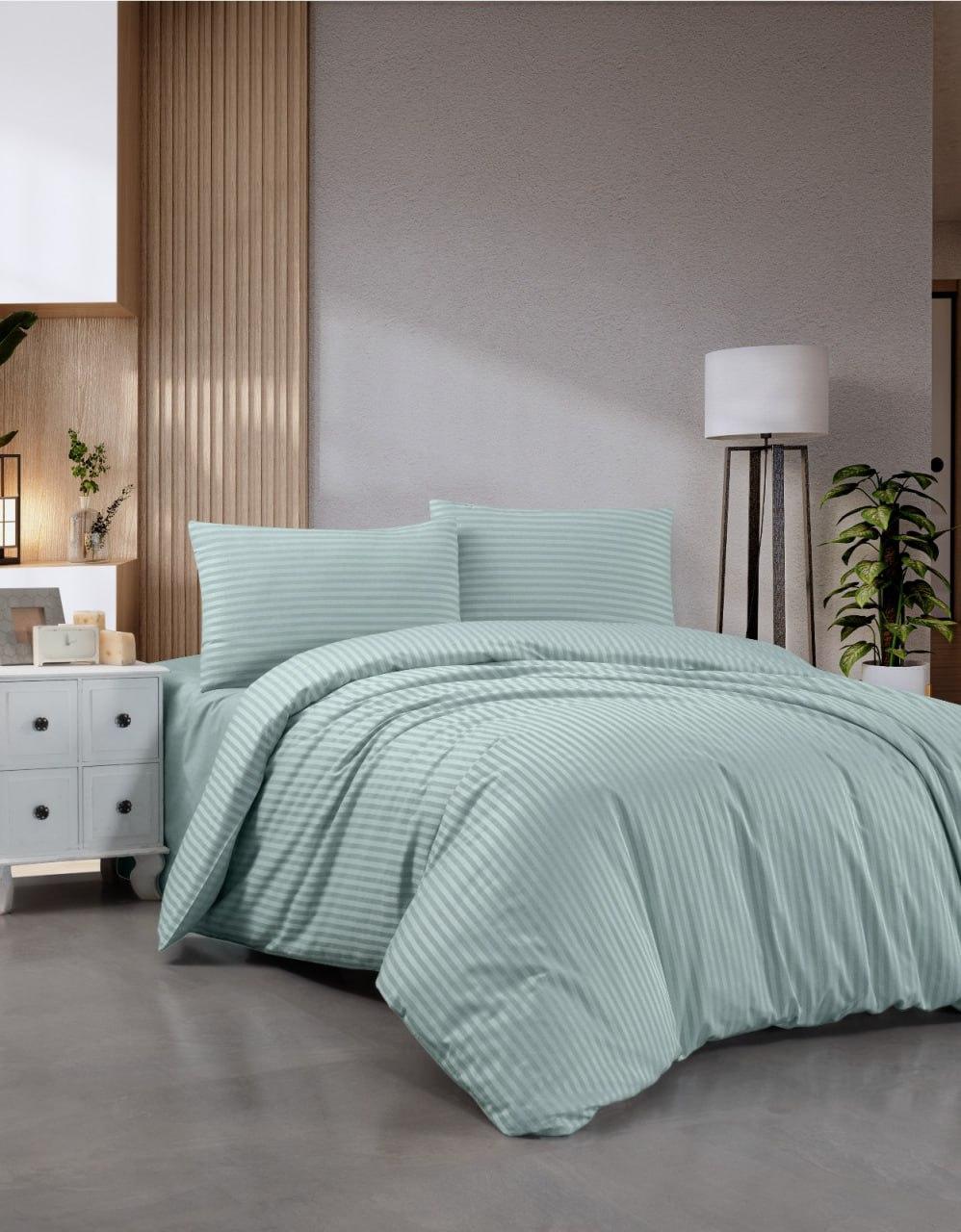 Постільна Білизна Страйп Сатин Турция DNZ М'ятний 200х220см, фото 1