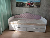 Кровать Соломия белый с нежно розовым Лагуна 23