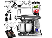 Кухонный комбайн 3в1 Mozano Kitchen Assistent 2300 Вт, чаша 6.2л + мясорубка с насадкой для колбас Silver