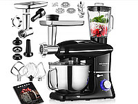 Кухонный комбайн 3в1 Mozano Kitchen Assistent 2300 Вт, чаша 6.2л + мясорубка с насадкой для колбас Black