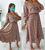 Женское легкое стильное платье в горошек 42-44 46-48 50-52