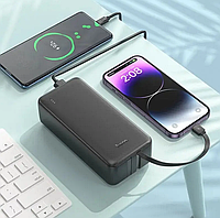 Повербанк швидке заряджання J118B 30000 mAh power bank з вбудованим кабелем для заряджання телефона