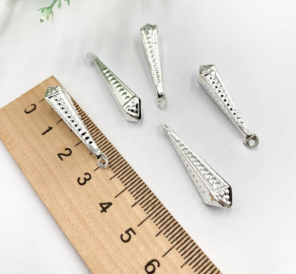 Фурнітура Підвіска "Циліндр" / Упаковка - 10 шт / 30*6 мм / Срібний, фото 1