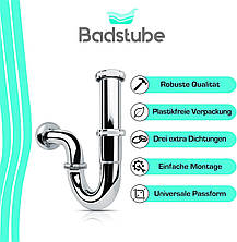 Універсальний сифон Badstube для раковин і умивальників, зливна труба, заглибна труба 10 с, Amazon, Німеччина, фото 5