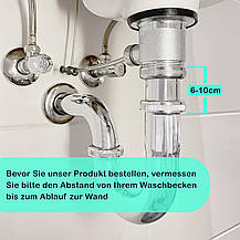 Універсальний сифон Badstube для раковин і умивальників, зливна труба, заглибна труба 10 с, Amazon, Німеччина, фото 4