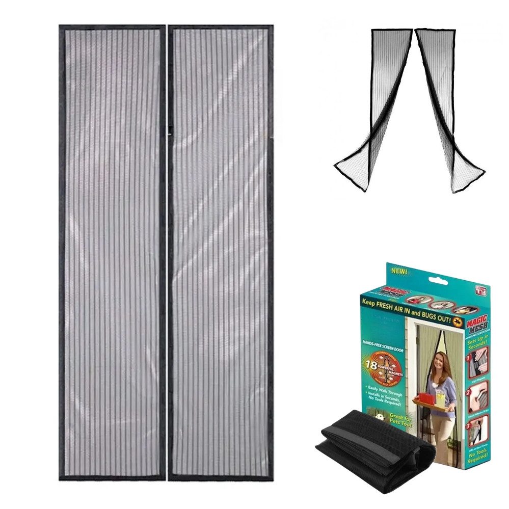 Антимоскітна сітка на магнітах Magic Mesh 210х100 см москітна штора на двері Захисна шторка від комарів і мух, фото 1