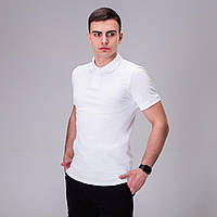 Модная мужская футболка поло весна-лето с коротким рукавом белая хлопок стильная молодежная повседневная