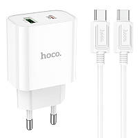 МЗП Hoco C80A Plus Rapido PD20W+QC3.0 (1USB-A/1C) + кабель Type-C to Type-C White