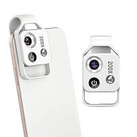 Apexel 200X APL-MS002 Микроскоп линза, макро объектив для смартфона планшета Белый