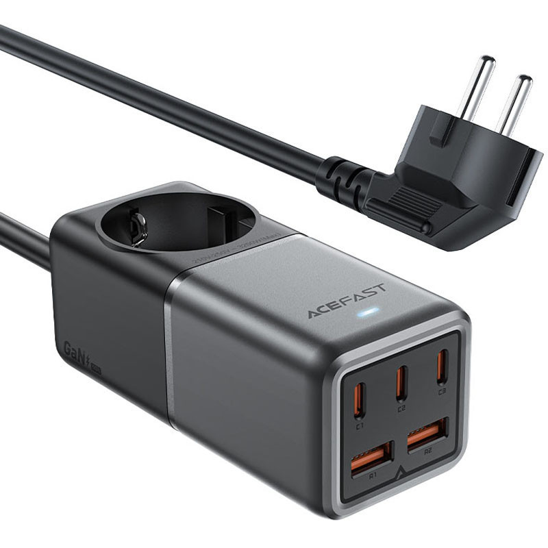 Зарядний пристрій Acefast Z2 PD75W GaN (3*USB-C+2*USB-A), Сірий, фото 1