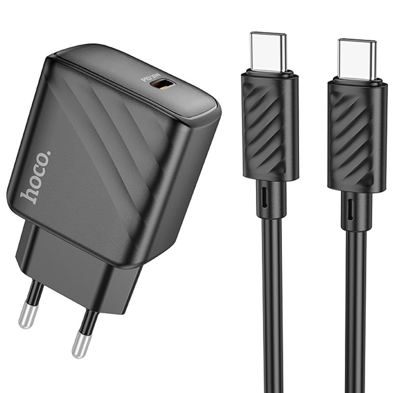 МЗП Hoco CS22A Value PD30W (1USB-C) + кабель Type-C to Type-C Black, фото 1