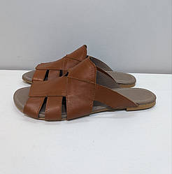 STTOPA Розміри 36-41. Шльопанці великих розмірів шкіряні. 423-3641 Коричневі