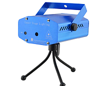 Лазерний проектор, стробоскоп, диско лазер UKC HJ09 2 в 1 c триногой Blue
