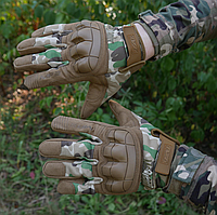 Тактические перчатки Wellberry Мультикам (M), Рукавицы для ВСУ, перчатки с косточками