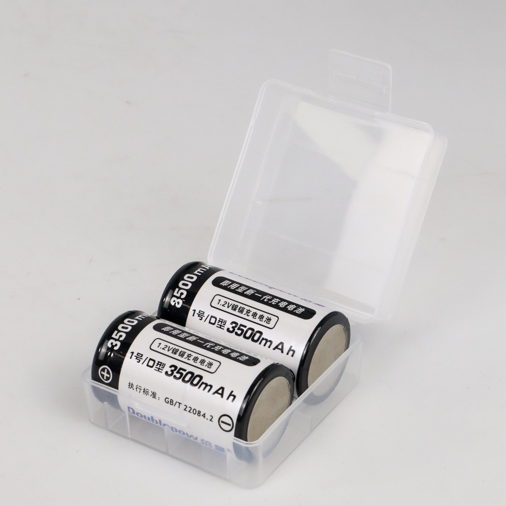 Комплект: акумулятор-батарейка тип D (R20, 373) 1.2В, 3500 mAh від Doublepow — (2 шт.) + пластиковий бокс