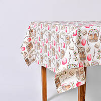 Скатертина IDEIA 170х260 см бавовняна скатертина з водовідштовхувальним покриттям, великодній принт святкова