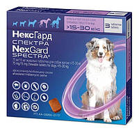 Жевательные таблетки от блох, клещей и гельминтов для собак НексГард Спектра 15-30кг (3таб)