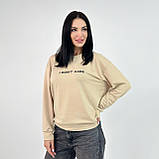 📌 Жіночий Світшот з написом I don't care без флісу | Худі з двонитки | Модний весняний Батник | Норма та батал, фото 4