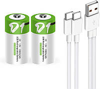 Литий-ионная аккумуляторная батарея USB, размер D, высокая емкость, 1,5 В, 12 000 мВтч, 8 000 мАч, Amazon