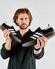Чоловічі кросівки Adidas Spezial Black White (Чорні) Взуття Адідас Спеціал натуральна замша шкіра демісезон, фото 2